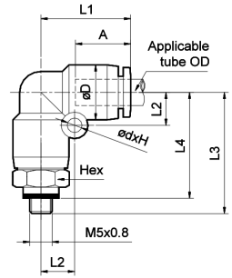 Elbow Connector (M) - M6, 6 Od